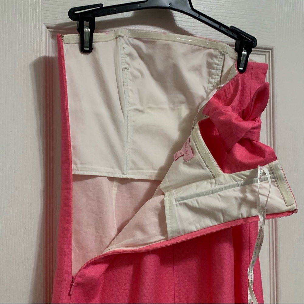 Lilly Pulitzer Strapless Mini Dress 00 Franco Dancing Daffodils Pink 100% Cotton - Picture 6 of 14